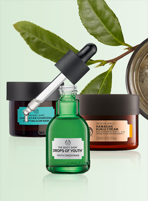 三大明星产品:净肌面膜、有机植物干细胞活肌精华和夏威夷果油身体乳