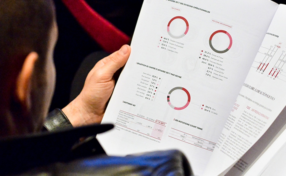 Résultats financiers Semestriels Actionnaire qui lit une brochure