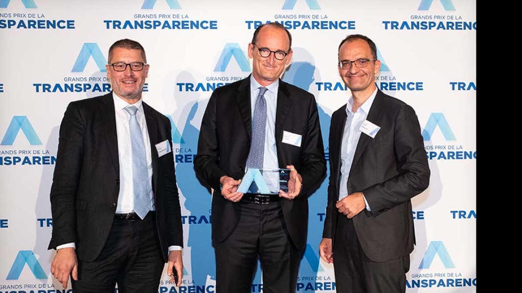 Chistophe Babule, CFO, receives the Grand Prix de la Transparence Chistophe Babule, CFO, receives the Grand Prix de la Transparence